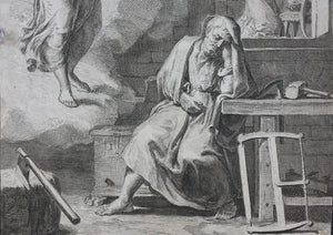 Nicolas Poussin, after. Jacques Stella, after. The dream of St Joseph. Engraving and etching by Francesco Polanzani. 1715-1756.