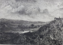 Load image into Gallery viewer, Charles-Louis  Kratke. Valley landscape under the stormy sky. Etching. 1891.

