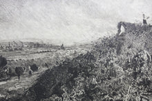 Load image into Gallery viewer, Charles-Louis  Kratke. Valley landscape under the stormy sky. Etching. 1891.
