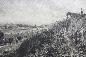 Charles-Louis  Kratke. Valley landscape under the stormy sky. Etching. 1891.