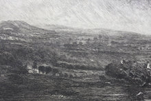 Load image into Gallery viewer, Charles-Louis  Kratke. Valley landscape under the stormy sky. Etching. 1891.
