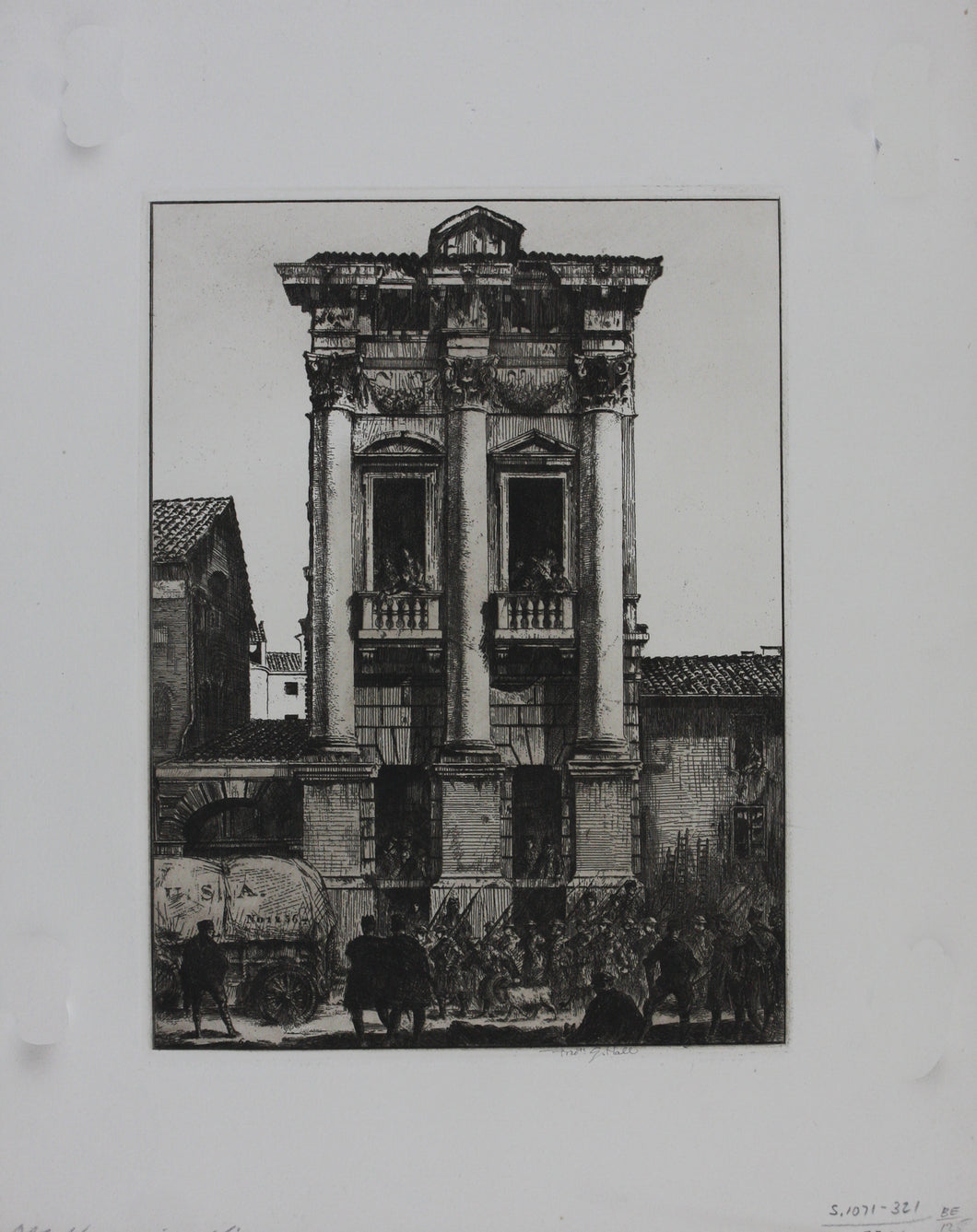 Frederick Garrison Hall. Old house in Vicenza. Etching. 1920.