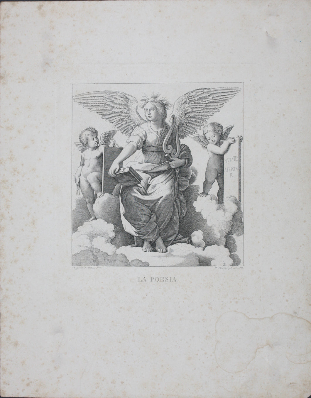 Raphael, after. Marcantonio Raimondi, after. Poetry. Engraving by Ferdinand Ruscheweyh. 1829.