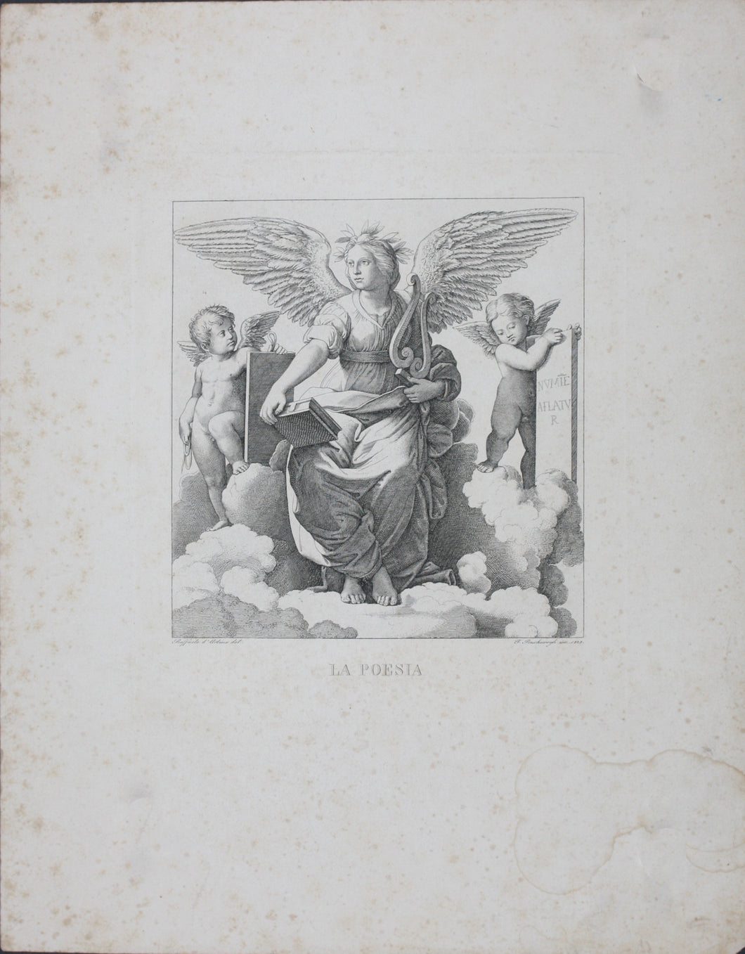 Raphael, after. Marcantonio Raimondi, after. Poetry. Engraving by Ferdinand Ruscheweyh. 1829.