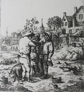 David Deuchar. Three men and a child standing. Etching. C. 1782-1803.