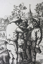 Load image into Gallery viewer, David Deuchar. Three men and a child standing. Etching. C. 1782-1803.
