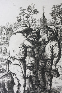 David Deuchar. Three men and a child standing. Etching. C. 1782-1803.