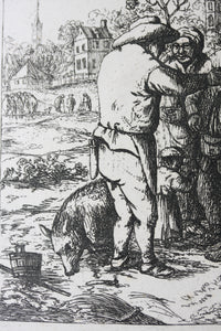 David Deuchar. Three men and a child standing. Etching. C. 1782-1803.