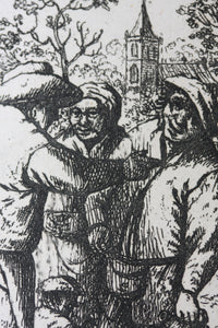David Deuchar. Three men and a child standing. Etching. C. 1782-1803.
