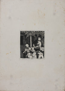 Adriaen van Ostade, after. A mother and child playing. Etching by David Deuchar. 1784.