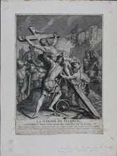 Load image into Gallery viewer, Antoine Dieu, after. Elevation of the Savior on the Cross. Engraving by Jean Audran. Early XVIII C.
