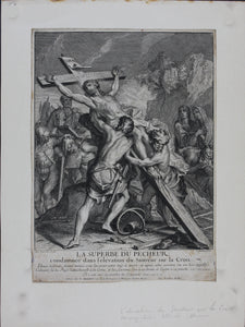 Antoine Dieu, after. Elevation of the Savior on the Cross. Engraving by Jean Audran. Early XVIII C.