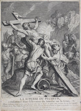Load image into Gallery viewer, Antoine Dieu, after. Elevation of the Savior on the Cross. Engraving by Jean Audran. Early XVIII C.
