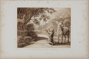Claude Lorrain, after. A Landscape with St. Eustace. Etching by Richard Earlom. 1802.
