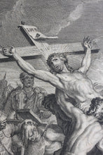Load image into Gallery viewer, Antoine Dieu, after. Elevation of the Savior on the Cross. Engraving by Jean Audran. Early XVIII C.
