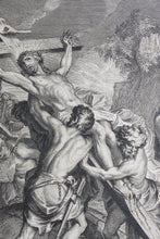 Load image into Gallery viewer, Antoine Dieu, after. Elevation of the Savior on the Cross. Engraving by Jean Audran. Early XVIII C.
