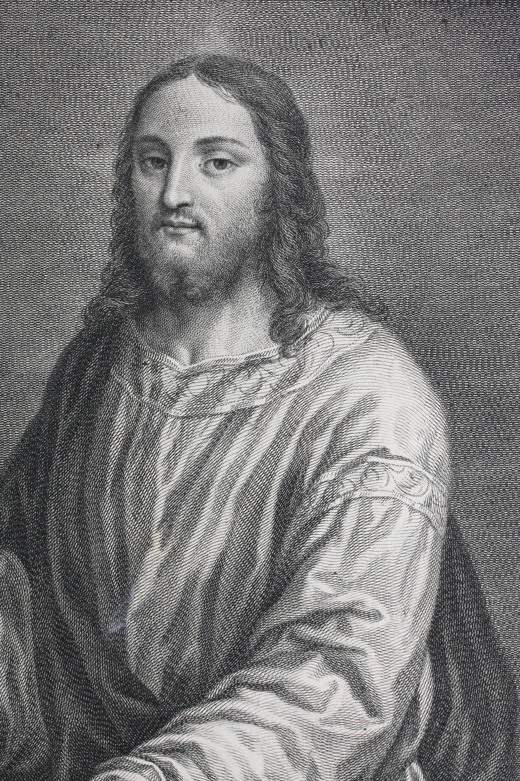 Paris Bordone, after. Matthias Oesterreich, after. Le Sauveur. Engraving by Philipp Andreas Kilian. Mid XVIII C.
