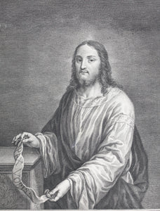Paris Bordone, after. Matthias Oesterreich, after. Le Sauveur. Engraving by Philipp Andreas Kilian. Mid XVIII C.