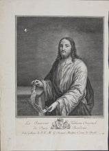 Load image into Gallery viewer, Paris Bordone, after. Matthias Oesterreich, after. Le Sauveur. Engraving by Philipp Andreas Kilian. Mid XVIII C.
