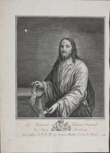 Paris Bordone, after. Matthias Oesterreich, after. Le Sauveur. Engraving by Philipp Andreas Kilian. Mid XVIII C.