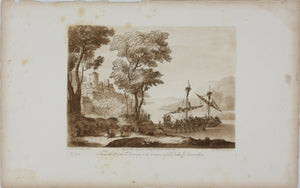 Claude Lorrain, after. The landing of Aeneas in Italy. Etching by Richard Earlom. 1777.