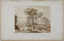 Load image into Gallery viewer, Claude Lorrain, after. Landscape with Jacob, Rachel and Leah at the Well. Etching by Richard Earlom. 1776.
