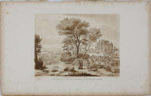 Claude Lorrain, after. Landscape with Jacob, Rachel and Leah at the Well. Etching by Richard Earlom. 1776.