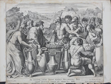 Load image into Gallery viewer, Raphael, after. Melchizedek offering bread and wine to Abraham. Engraving by Cesare Fantetti. 1675.
