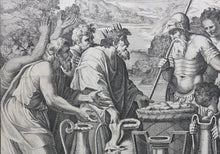 Load image into Gallery viewer, Raphael, after. Melchizedek offering bread and wine to Abraham. Engraving by Cesare Fantetti. 1675.
