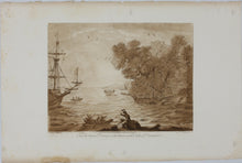 Load image into Gallery viewer, Claude Lorrain, after. Coast Scene with Artist Drawing. Etching by Richard Earlom. 1776.
