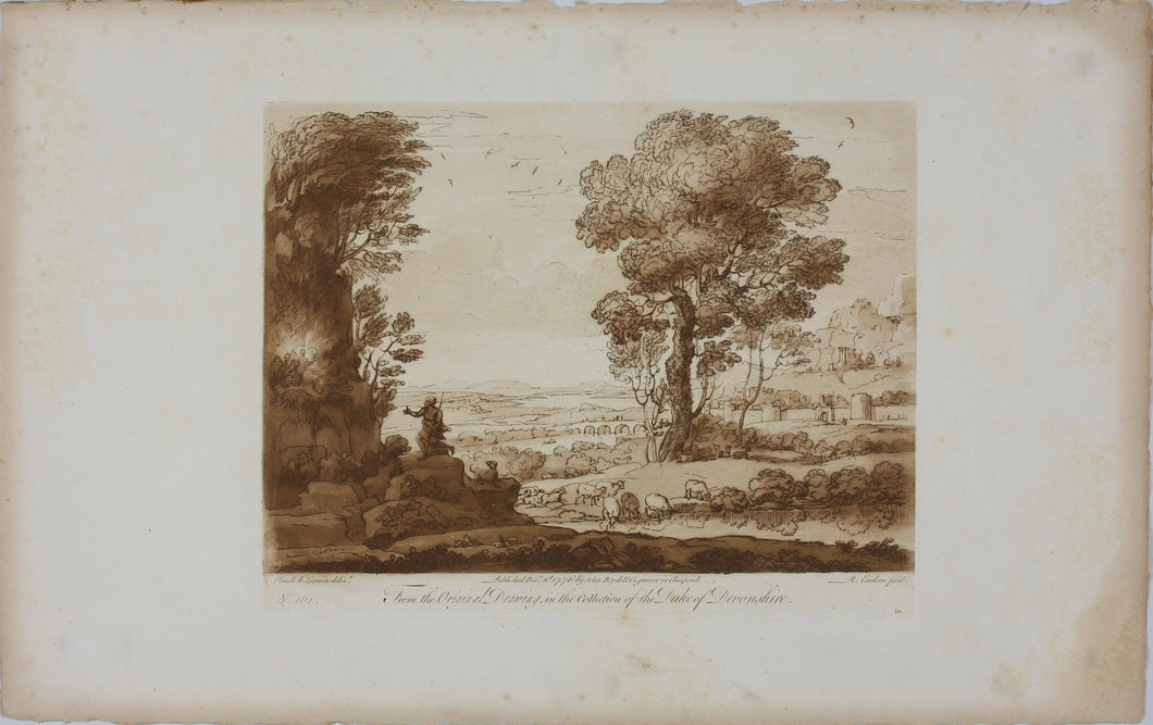 Claude Lorrain, after. Moses beholding the Burning Bush. Etching by Richard Earlom. 1776.
