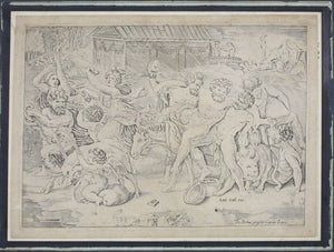 Raphael, after. The procession of Silenus. Engraving by Agostino Veneziano. 1515-1530.