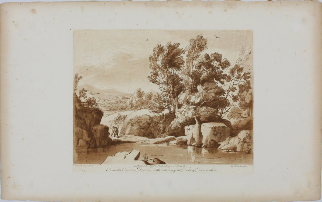 Claude Lorrain, after. A View of a mountainous and rocky Country. Etching by Richard Earlom. 1775.