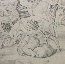 Load image into Gallery viewer, Raphael, after. The procession of Silenus. Engraving by Agostino Veneziano. 1515-1530.
