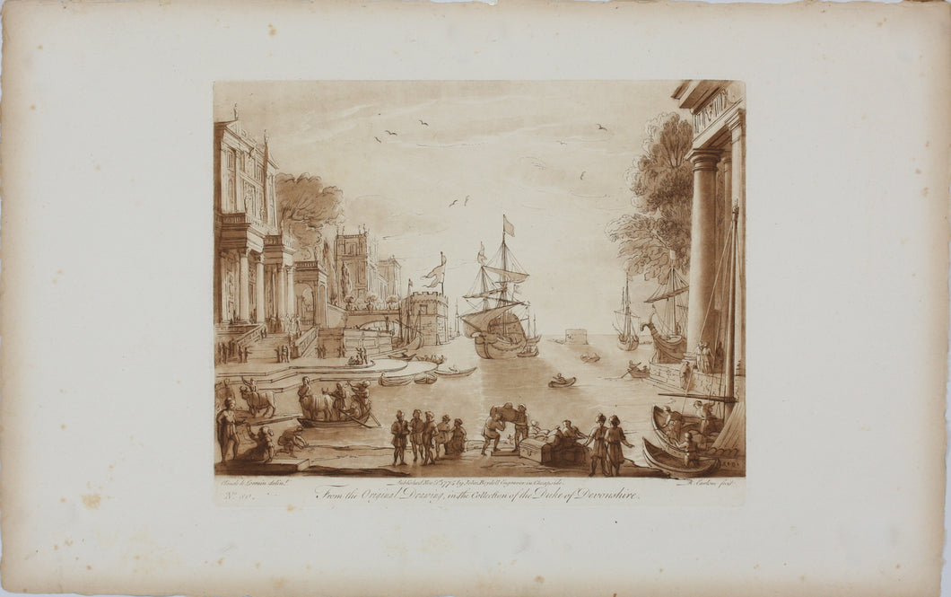 Claude Lorrain, after. Seaport with Ulysses Returning Chryseis to the Father. Etching by Richard Earlom. 1774.