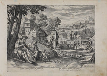 Load image into Gallery viewer, Maarten de Vos, after. Lamech and his family. Engraving by Jan Sadeler I. 1586.
