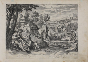 Maarten de Vos, after. Lamech and his family. Engraving by Jan Sadeler I. 1586.