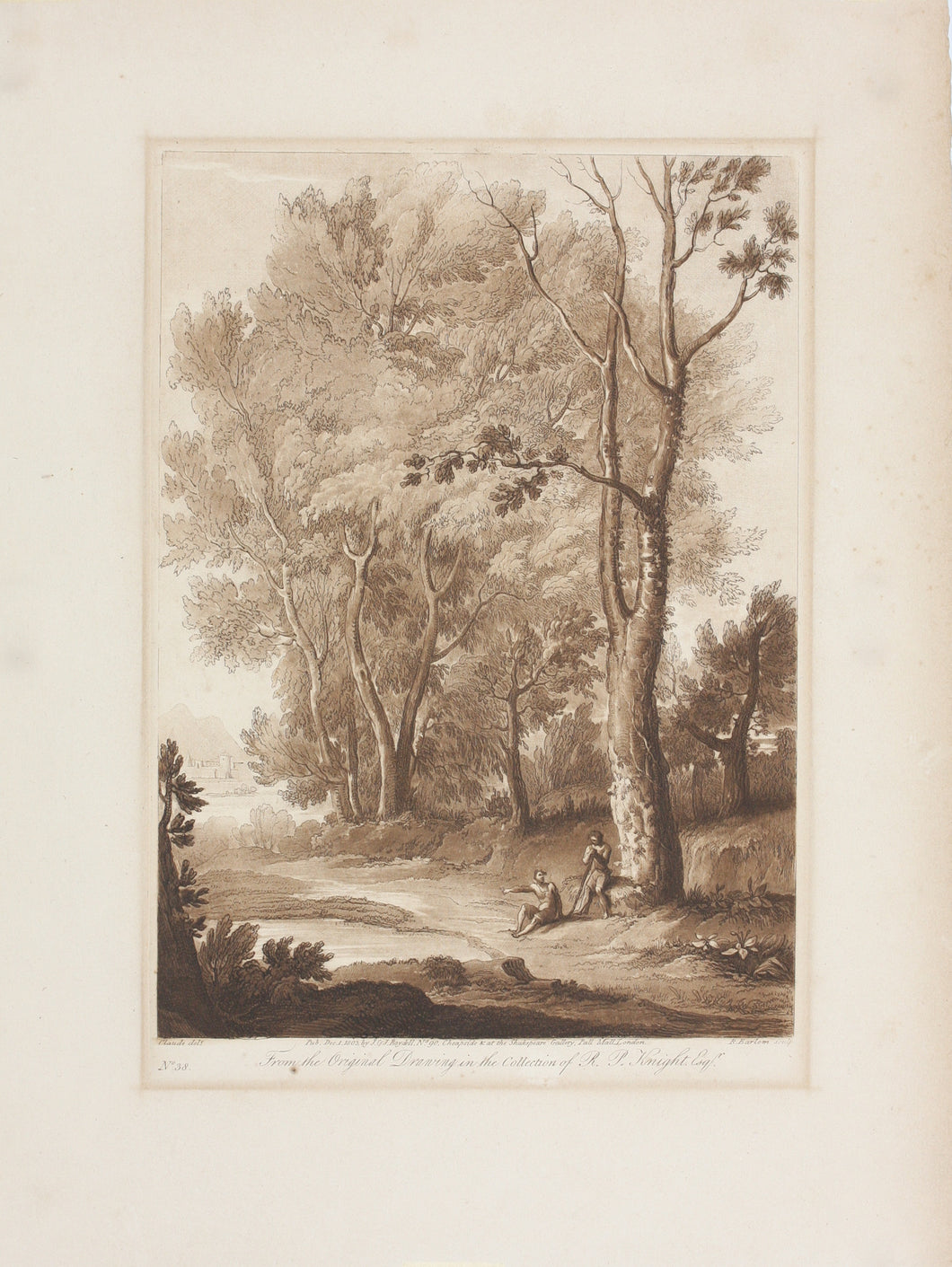 Claude Lorrain, after. A Landscape - Mercury and Apollo. No.38. Etching by Richard Earlom. 1803.