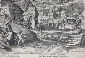 Maarten de Vos, after. Lamech and his family. Engraving by Jan Sadeler I. 1586.