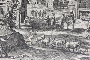 Maarten de Vos, after. Lamech and his family. Engraving by Jan Sadeler I. 1586.