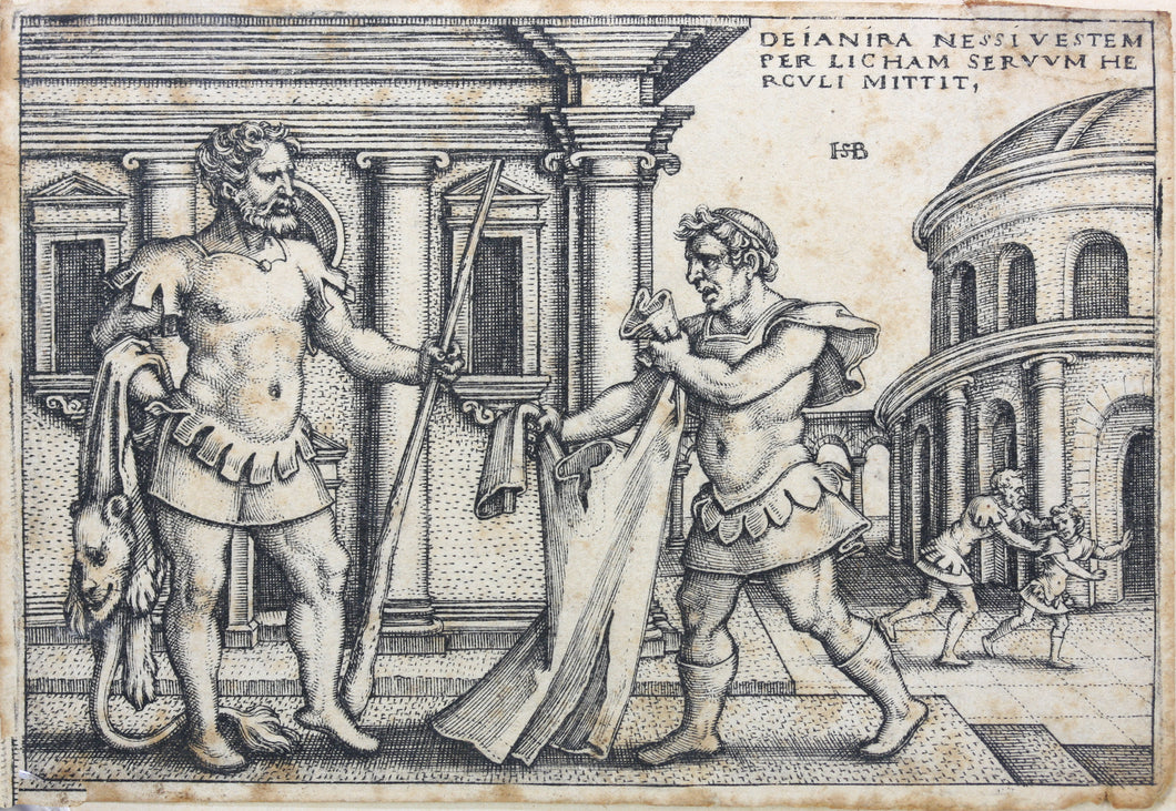 Sebald Beham. Lichas presenting Hercules with the poisoned tunic. Engraving. 1542-1548.