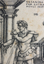 Load image into Gallery viewer, Sebald Beham. Lichas presenting Hercules with the poisoned tunic. Engraving. 1542-1548.
