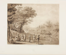 Load image into Gallery viewer, Claude Lorrain, after. A Landscape with dancing Peasants. Etching by Richard Earlom. 1807.

