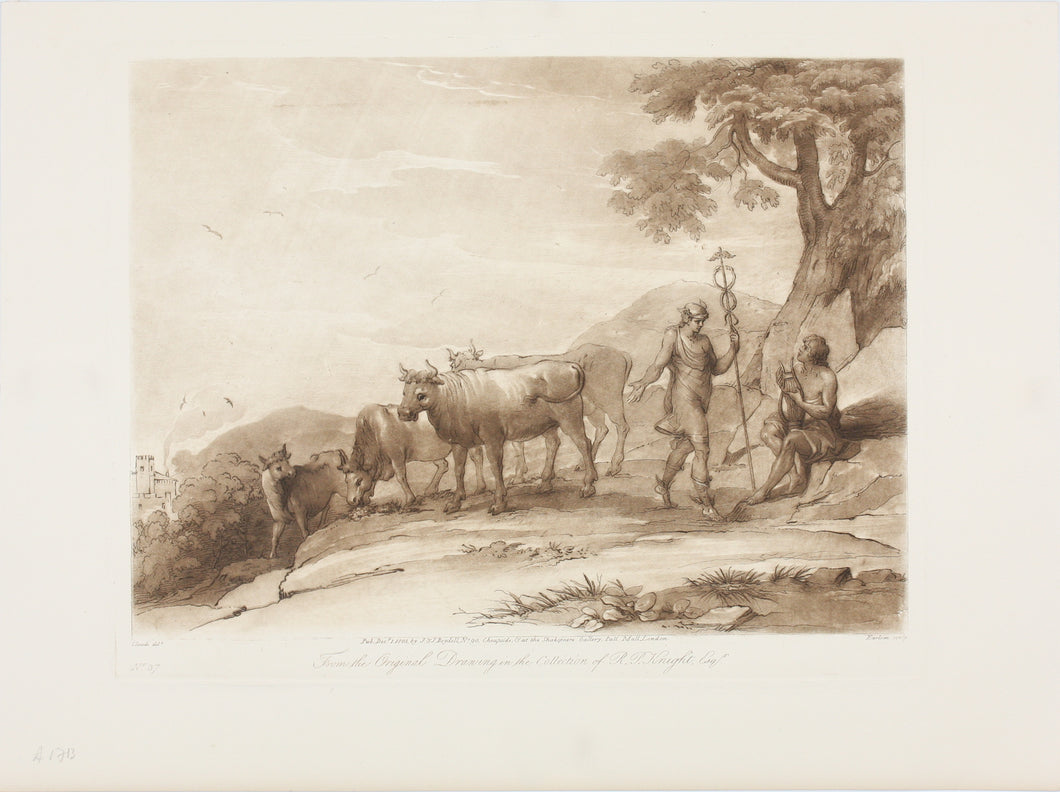 Claude Lorrain, after. Mercury and Apollo. No.37. Etching by Richard Earlom. 1803.