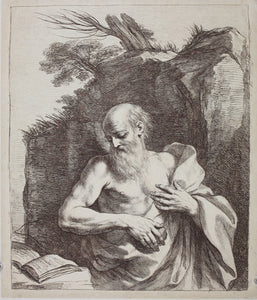 Guercino, after. Saint Gerome. Engraving by Francesco Bartolozzi. 1760 - 1770.