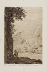Claude Lorrain, after. A Landscape - Christ tempted. Etching by Richard Earlom. 1802.