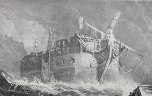 Samuel Prout, after. An Indiaman Ashore. Engraving by James Duffield Harding. 1823.