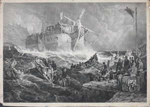 Samuel Prout, after. An Indiaman Ashore. Engraving by James Duffield Harding. 1823.