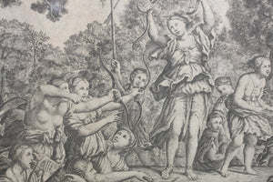Domenichino, after. Diana and her Nymphs. Etching by Giovanni Francesco Venturini. XVII - XVIII C.