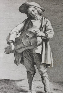 Edme Bouchardon, after.  The Hurdy-gurdy Player.  Etching by Anne Claude de Caylus. 1742.